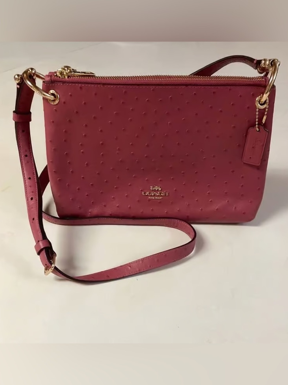 COACH Mia Ostrich Rose Crossbody Purse